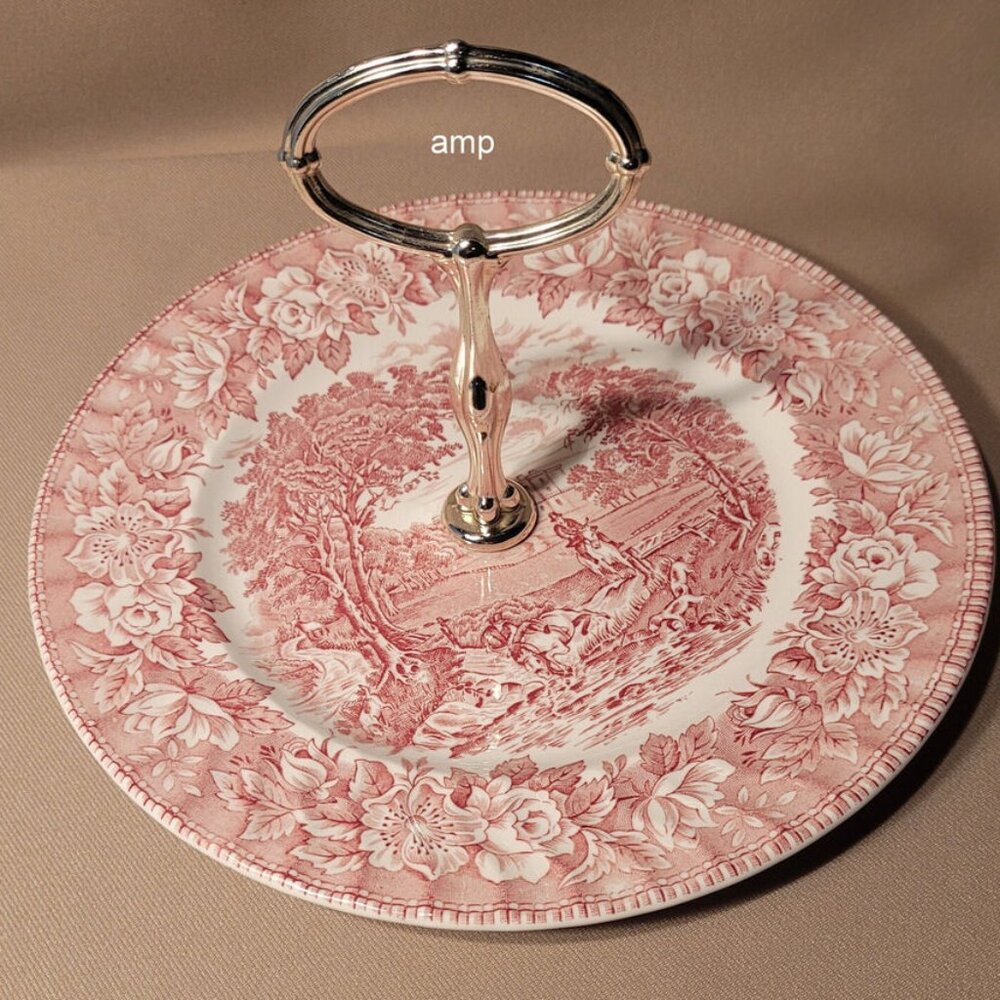 Aynsley England's Heritage Red Tidbit Tray (9 1/4") PERFECT!